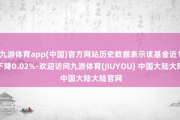 九游体育app(中国)官方网站历史数据表示该基金近1个月下降0.02%-欢迎访问九游体育(JIUYOU) 中国大陆大陆官网