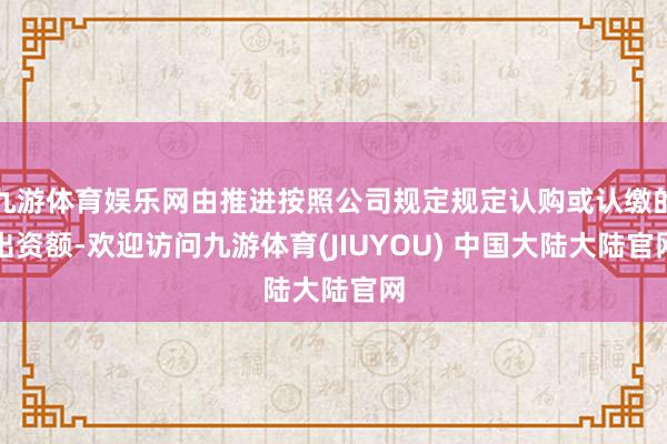 九游体育娱乐网由推进按照公司规定规定认购或认缴的出资额-欢迎访问九游体育(JIUYOU) 中国大陆大陆官网